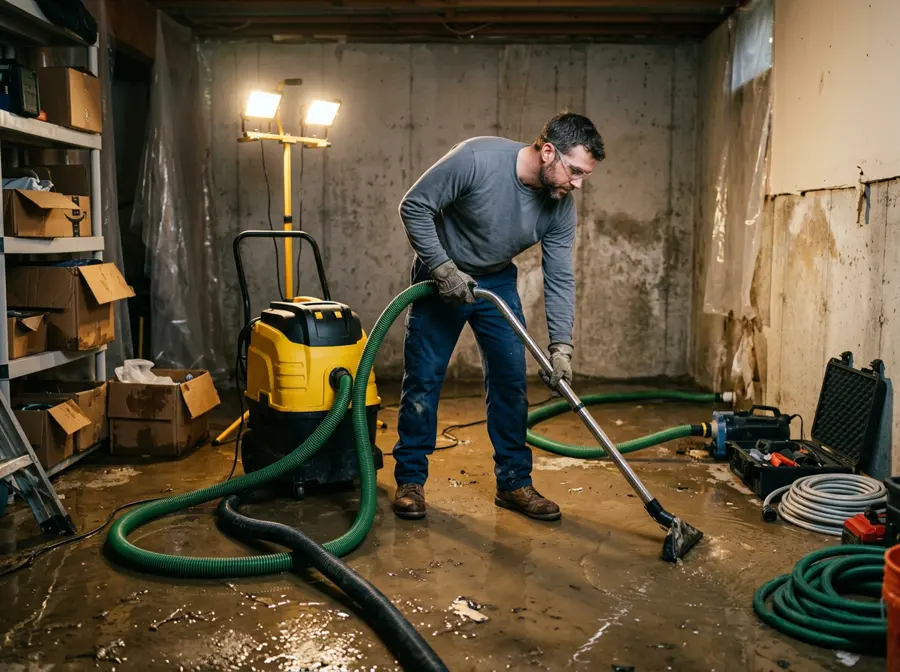 Water spreading from a failed water heater in an Orem utility room